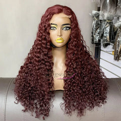 Human Hair Peluca,250 Density Human Hair Wig,SDD 22 Inch Luxury Curl 5X5 Lace Closure Nature Color Wig