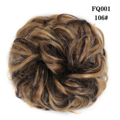 LUPU Synthetic Hair Bun Messy Scrunchies With Elastic Band Natural Fake Hair Tie Pieces Ponytail Colored Black Purple Pink Green