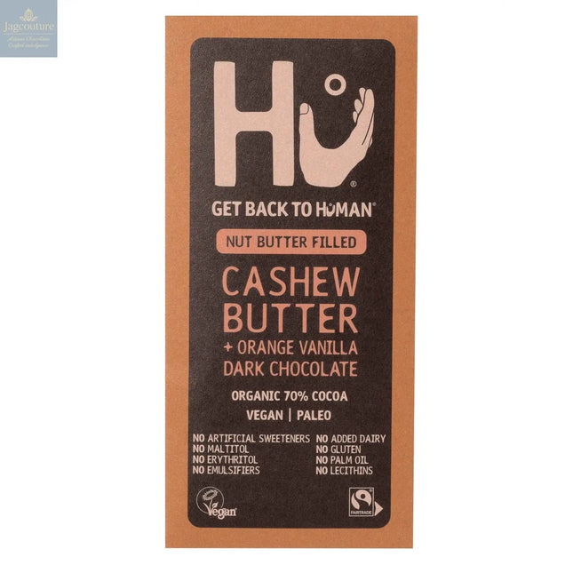 Hu Cashew Butter and Orange Vanilla Dark 70% cocoa chocolate bar