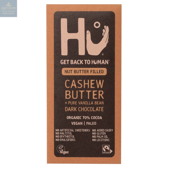 Hu Cashew Butter and Pure Vanilla Bean Dark 70% cocoa chocolate bar