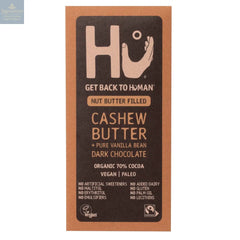 Hu Cashew Butter and Pure Vanilla Bean Dark 70% cocoa chocolate bar