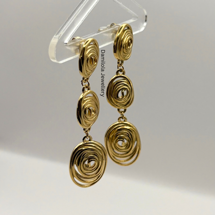 Luxe ‘Ashanti’ Spiral Gold Drop Earrings