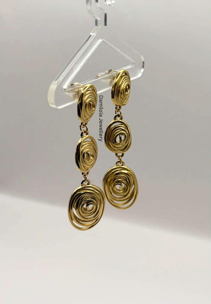 Luxe ‘Ashanti’ Spiral Gold Drop Earrings