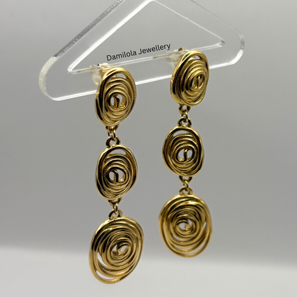 Luxe ‘Ashanti’ Spiral Gold Drop Earrings