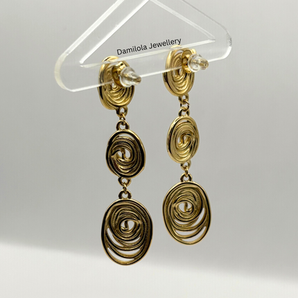 Luxe ‘Ashanti’ Spiral Gold Drop Earrings