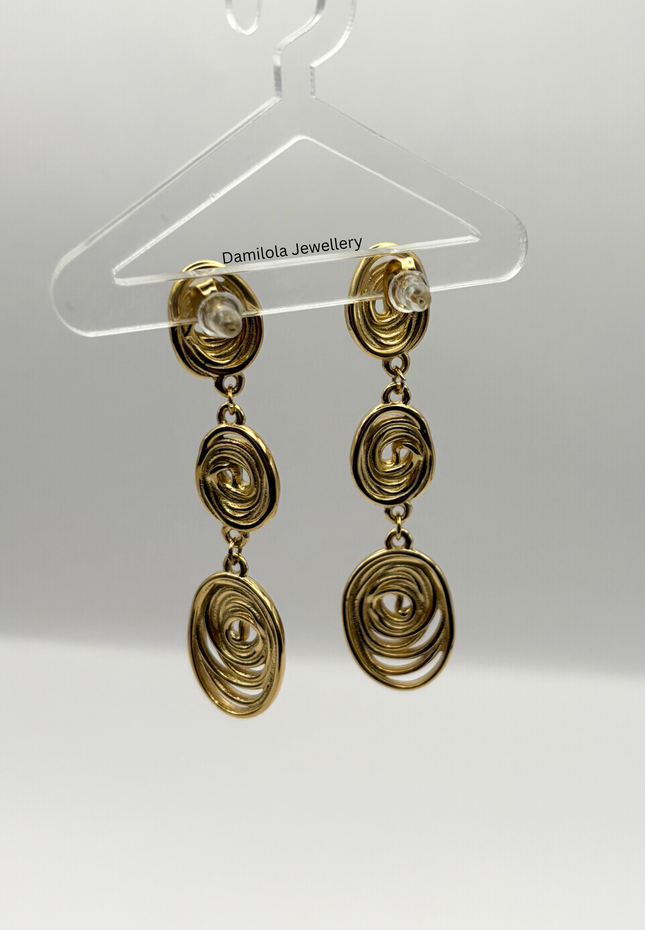 Luxe ‘Ashanti’ Spiral Gold Drop Earrings