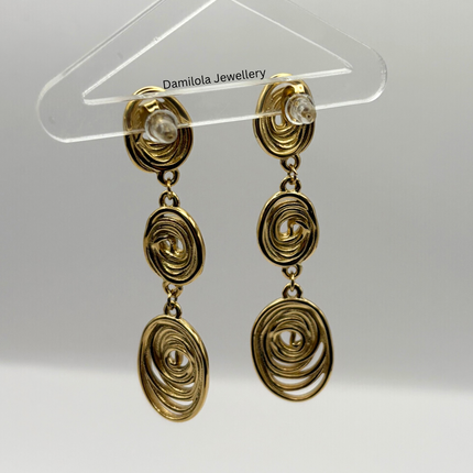 Luxe ‘Ashanti’ Spiral Gold Drop Earrings