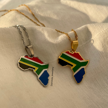 South Africa Flag Necklace - Gold/Silver