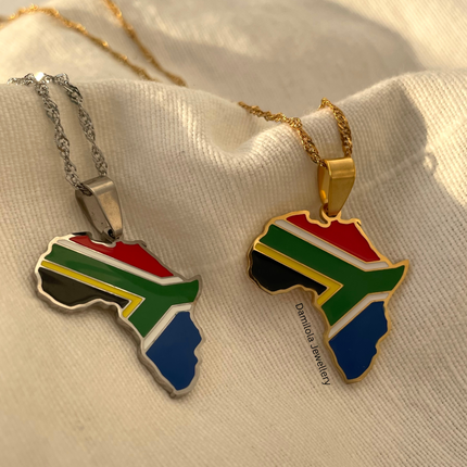 South Africa Flag Necklace - Gold/Silver