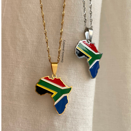 South Africa Flag Necklace - Gold/Silver