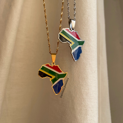 South Africa Flag Necklace - Gold/Silver