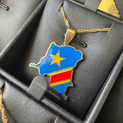 Congo Flag Map Necklace🇨🇩