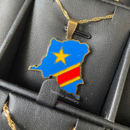 Congo Flag Map Necklace🇨🇩
