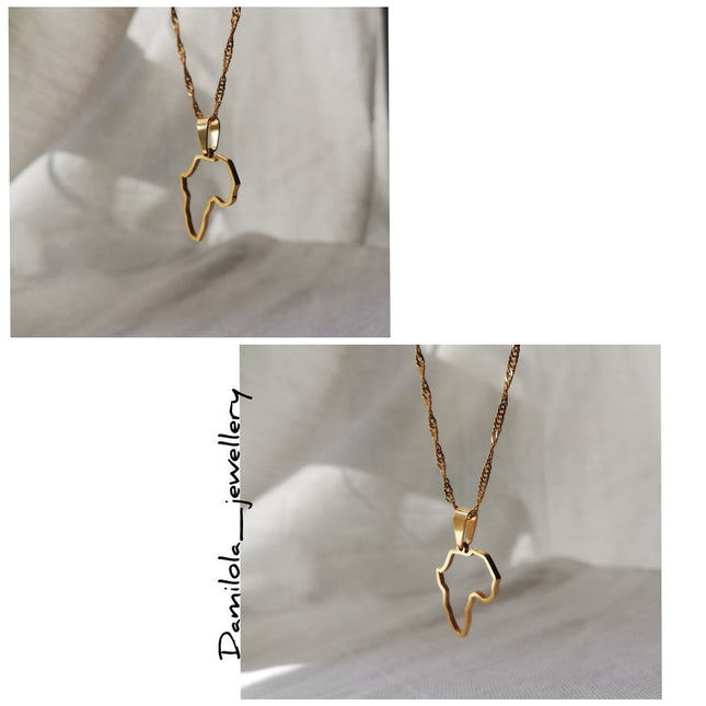 'Imani' Africa Outline - Gold/Silver