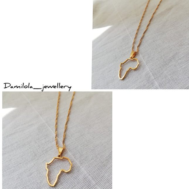 'Imani' Africa Outline - Gold/Silver