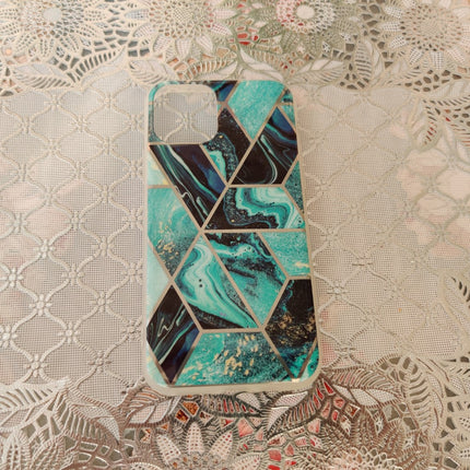 Marble Geometric TPU Blue Case - For iPhone 11