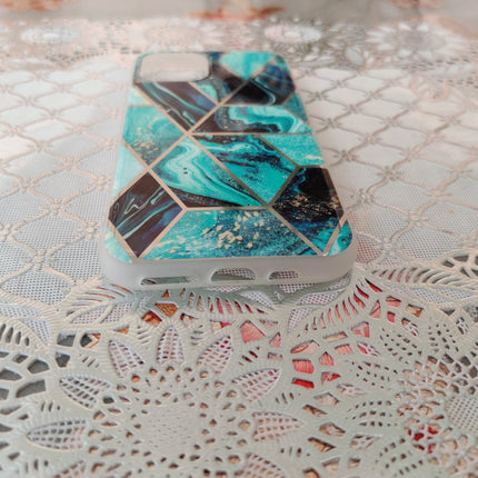 Marble Geometric TPU Blue Case - For iPhone 11