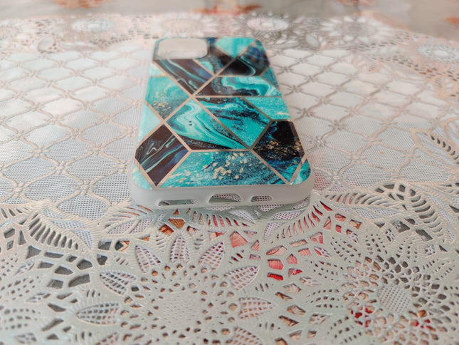 Marble Geometric TPU Blue Case - For iPhone 11