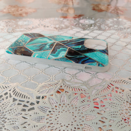 Marble Geometric TPU Blue Case - For iPhone 11