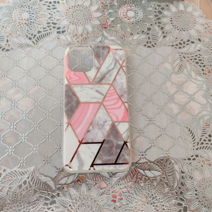 Marble Geometric TPU Coral Case - For iPhone 11
