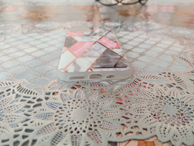 Marble Geometric TPU Coral Case - For iPhone 11