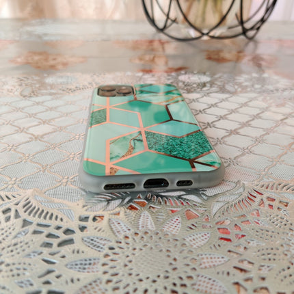Marble Geometric TPU Green Case - For iPhone 11 Pro