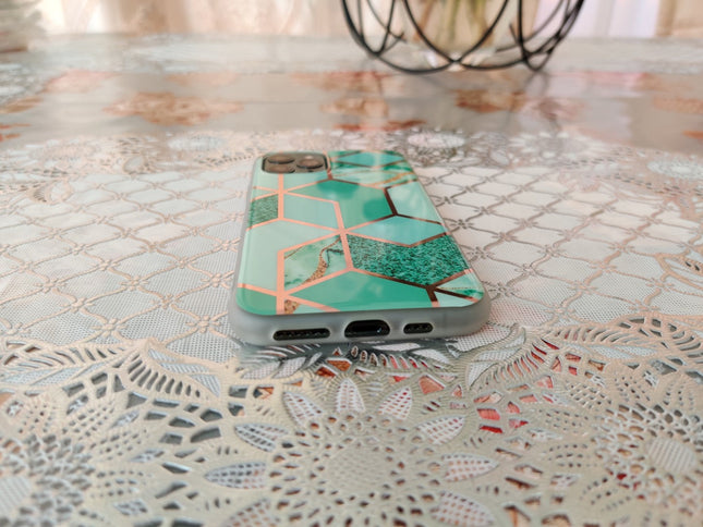 Marble Geometric TPU Green Case - For iPhone 11 Pro