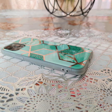 Marble Geometric TPU Green Case - For iPhone 11 Pro