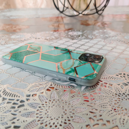 Marble Geometric TPU Green Case - For iPhone 11 Pro