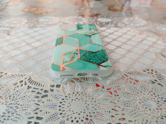 Marble Geometric TPU Green Case - For iPhone 11