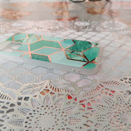 Marble Geometric TPU Green Case - For iPhone 11