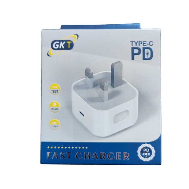 GK Telecom Type-C PD 20W Fast Charger Power Adapter Mains UK Plug