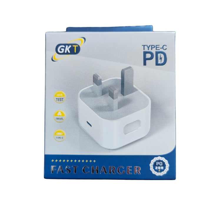 GK Telecom Type-C PD 20W Fast Charger Power Adapter Mains UK Plug