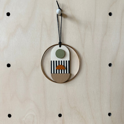 Original Small Geometric Wall Hanging - Mini Mid-Century Wall Art - Little Wooden Decoration - Contemporary Wall Decor