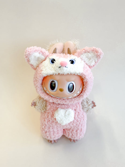 Labubu Pink Fox Inspired Cozy Hoodie Outfit Set (17cm)