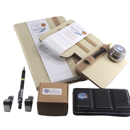 *A5 JustGoSketching Kit – 40 Pages + Companion Board + 12 Handcrafted Watercolours (Half Pans)