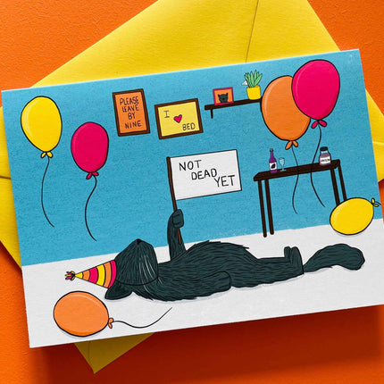 Not Dead Yet funny cat birthday card.
