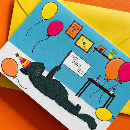 Not Dead Yet funny cat birthday card.