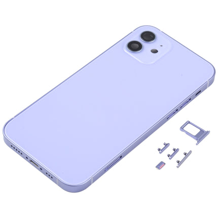 Back Housing Cover with SIM Card Tray & Side  Keys & Camera Lens for iPhone 12(White), For iPhone 12(with Card Tray), For iPhone 12(with SIM Card Tray), Back Housing Cover for 12
