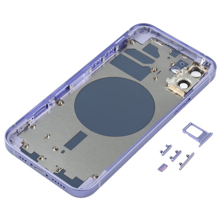 Back Housing Cover with SIM Card Tray & Side  Keys & Camera Lens for iPhone 12(White), For iPhone 12(with Card Tray), For iPhone 12(with SIM Card Tray), Back Housing Cover for 12