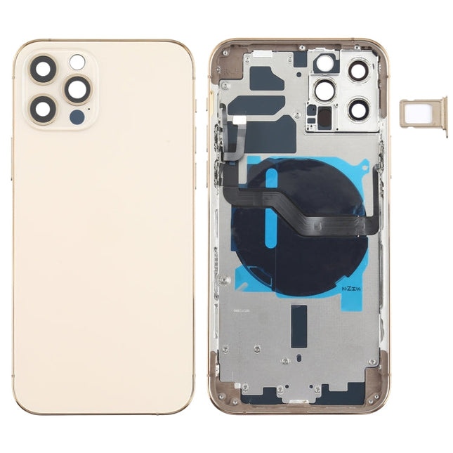 Battery Back Cover (with Side Keys & Card Tray & Power + Volume Flex Cable & Wireless Charging Module) for iPhone 12 Pro, For iPhone 12 Pro