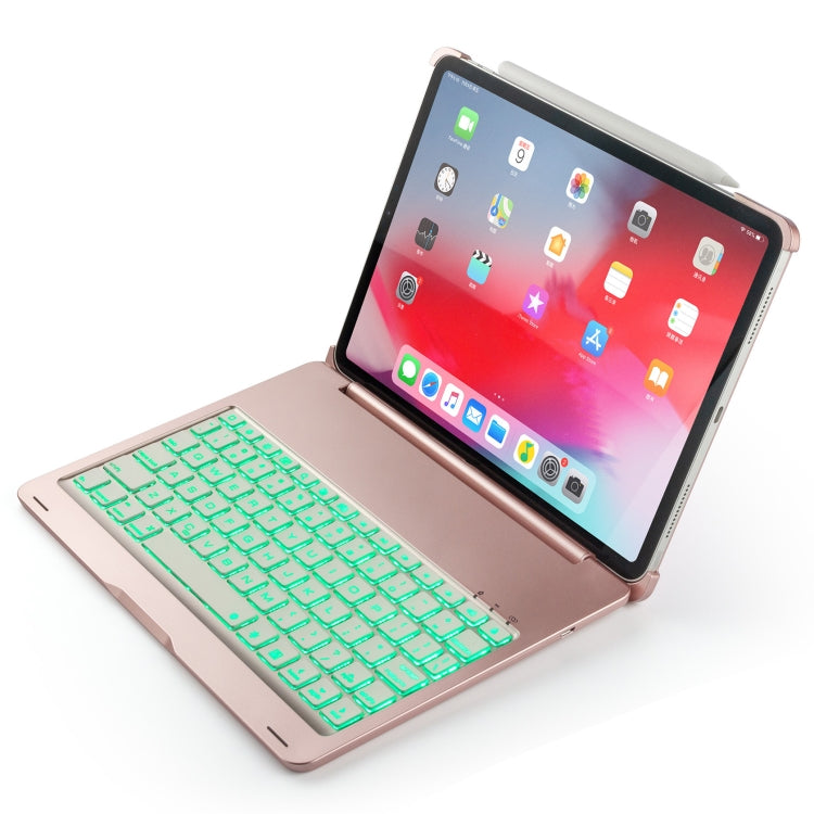 F105A Colorful Backlight Aluminum Backplane Wireless Bluetooth Keyboard Tablet Case for iPad Pro 11 inch （2018）