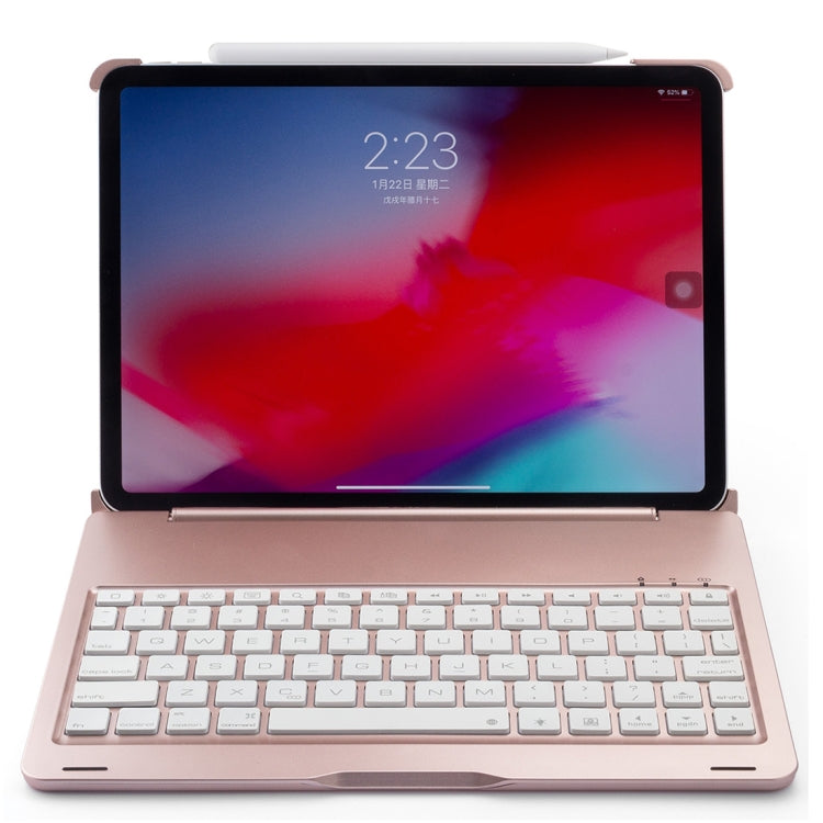 F105A Colorful Backlight Aluminum Backplane Wireless Bluetooth Keyboard Tablet Case for iPad Pro 11 inch （2018）