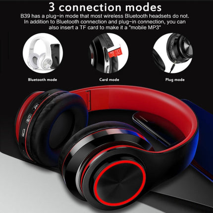 B39 Wireless Bluetooth V5.0 Headset, B39 (Red), B39 (White), B39 (Black Red), B39 (Black)