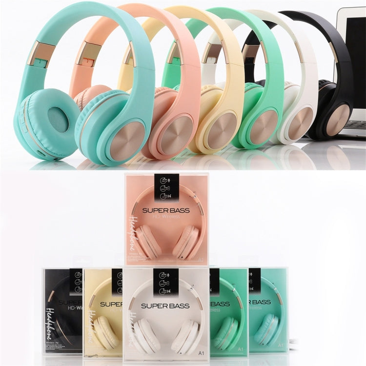 A1 Bluetooth 4.2 Candy Color Super Base Bluetooth Headphone, Support Music Play & Switching & Volume Control & Answer