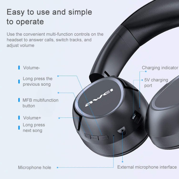 AWEI A770BL Bluetooth 5.0 Stereo Wireless Bluetooth Headset