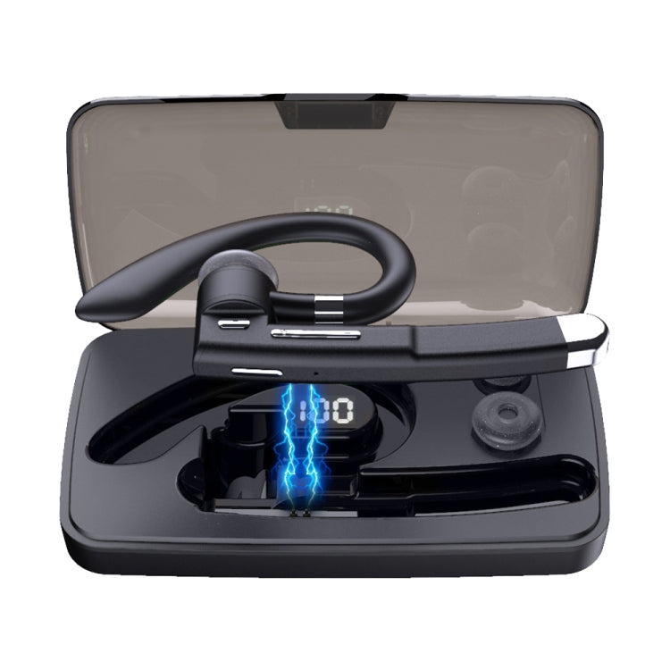 YYK-520 Single Rotatable Ear-hanging Business Bluetooth Earphone with Charging Box & Digital Display, Support Call & Redial The Last Call, YYK-520 with Charging Box