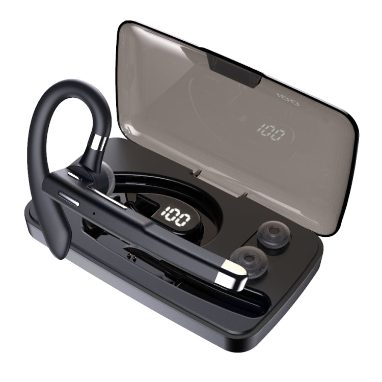 YYK-520 Single Rotatable Ear-hanging Business Bluetooth Earphone with Charging Box & Digital Display, Support Call & Redial The Last Call, YYK-520 with Charging Box