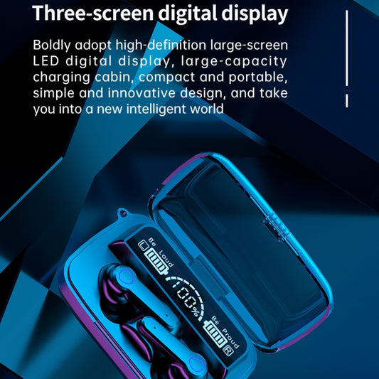 M19 Bluetooth 5.1 TWS Digital Display Wireless Bluetooth Earphone with Charging Box, Support Touch & Siri & Battery Display
