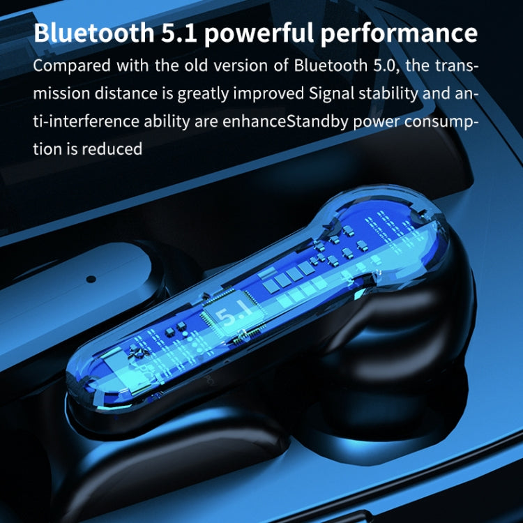 M19 Bluetooth 5.1 TWS Digital Display Wireless Bluetooth Earphone with Charging Box, Support Touch & Siri & Battery Display